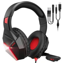 FunBug Wireless Bluetooth RGB Gaming Headphones – Stereo Headset with Noise-Canceling Mic, AUX/Memory Card Support – Wired/Wireless for PC, Mobile, Laptop, PUBG – Black