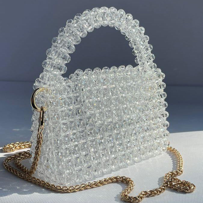 Chic Girls customized white beaded crossboby bag